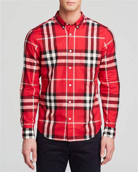 burberry check button down shirt|burberry button down shirt men.